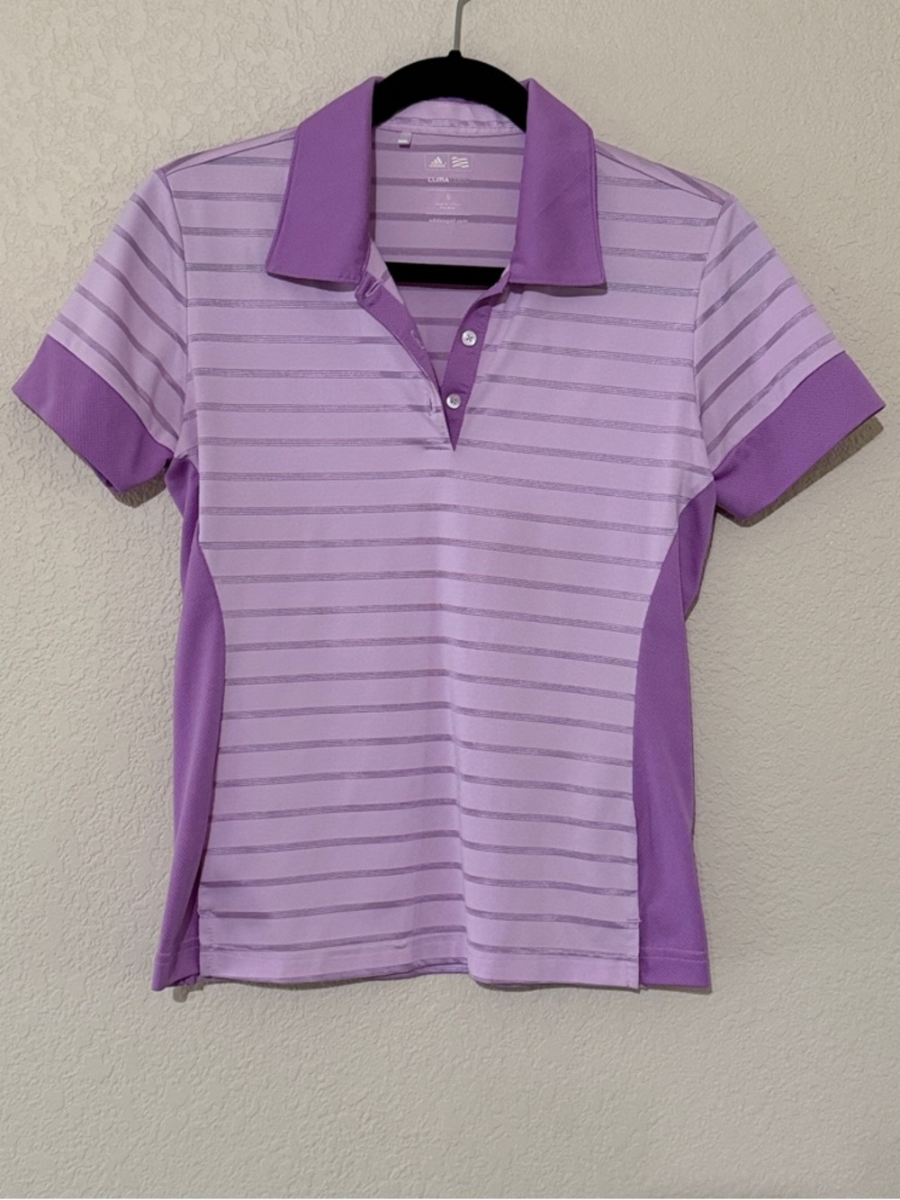 Adidas Women’s Lavender Striped Golf Polo - Size S
